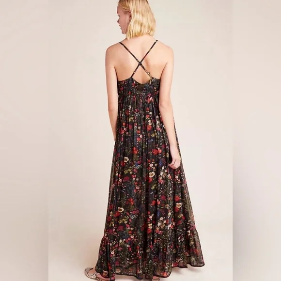 Anthropologie Payal Jain NWT Massima Black Red Floral Maxi Dress **Size XS P**🌺🌺 - Picture 2 of 10